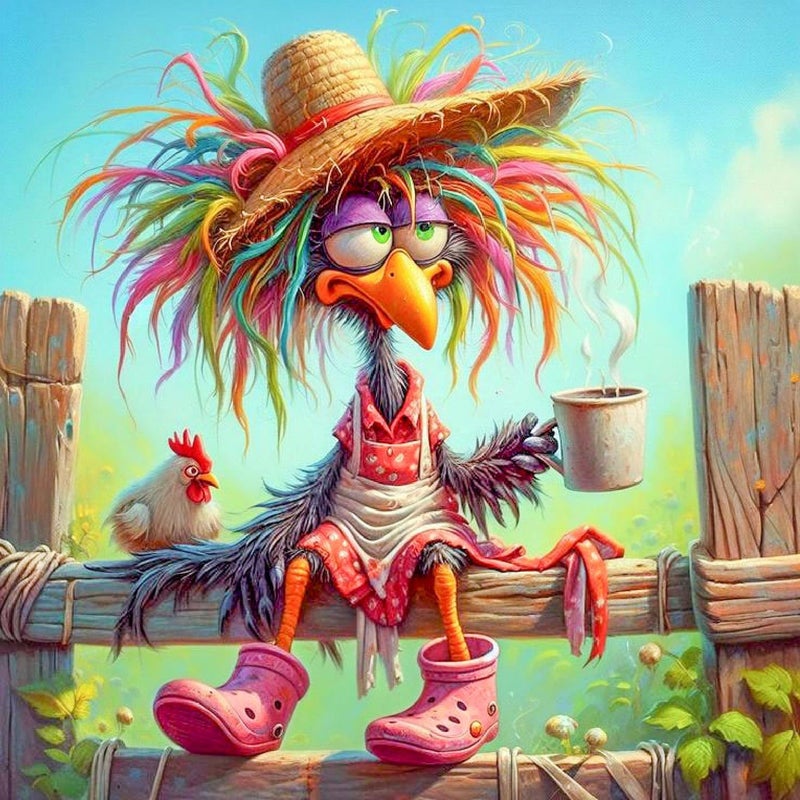Clendo Chicken Diamond Art Kits for Adults - Funny Animals 5D Diamond Painting for Adults, Full Drill Diamond Dot Gem Art Kit for Adult Wall Home Decor Arts Craft 14x14 inch - Image 1