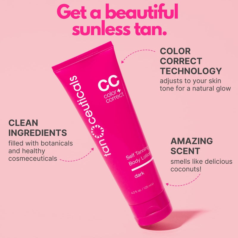 Tanceuticals Self Tanner - Dark Self Tanning Lotion for Body - Gives Natural Looking & Long Lasting Sunless Tan â€“ Quick Fake Tan, Bronze Glow - Fresh Coconut Scent & Healthy Ingredients (Dark) - Image 2