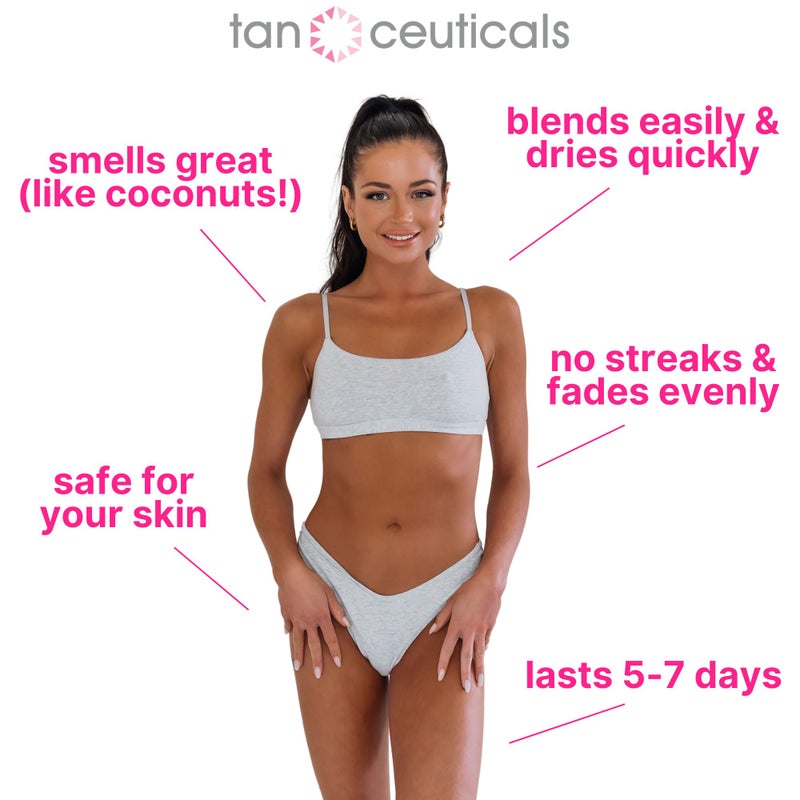 Tanceuticals Self Tanner - Dark Self Tanning Lotion for Body - Gives Natural Looking & Long Lasting Sunless Tan â€“ Quick Fake Tan, Bronze Glow - Fresh Coconut Scent & Healthy Ingredients (Dark) - Image 4