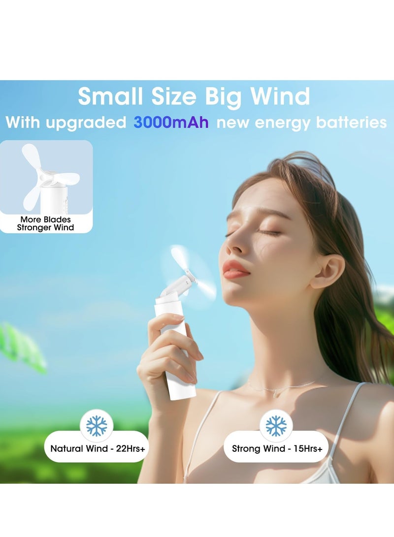 general Handheld Fan Rechargeable, Mini Portable Fan Small Hand Fan, 3000mAh Battery Operated 22Hrs+ Makeup Eyelash Fan Personal Fan Gifts for Women Girls Men Travel Indoor Outdoor - Image 2