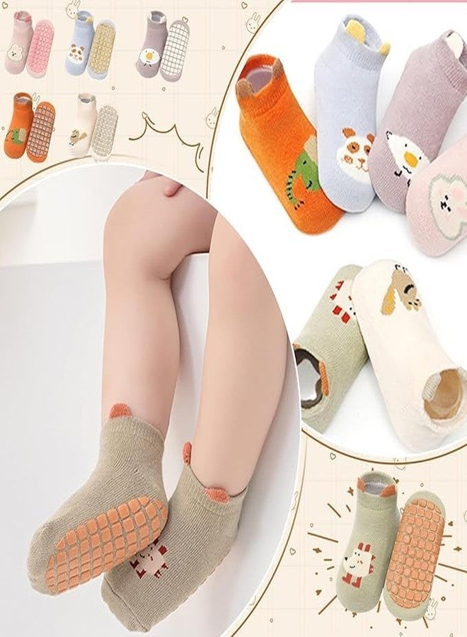Simxen مجموعة سيمكسن 5 أزواج للأطفال من 0-3 سنوات، جوارب مضادة للانزلاق للمواليد الجدد، كاحل غير قابل للانزلاق مع نعال غير قابلة للانزلاق للأطفال الرضع للأولاد والبنات من 0-36 شهرًا، هدايا لحفلات استقبال المواليد - Image 4