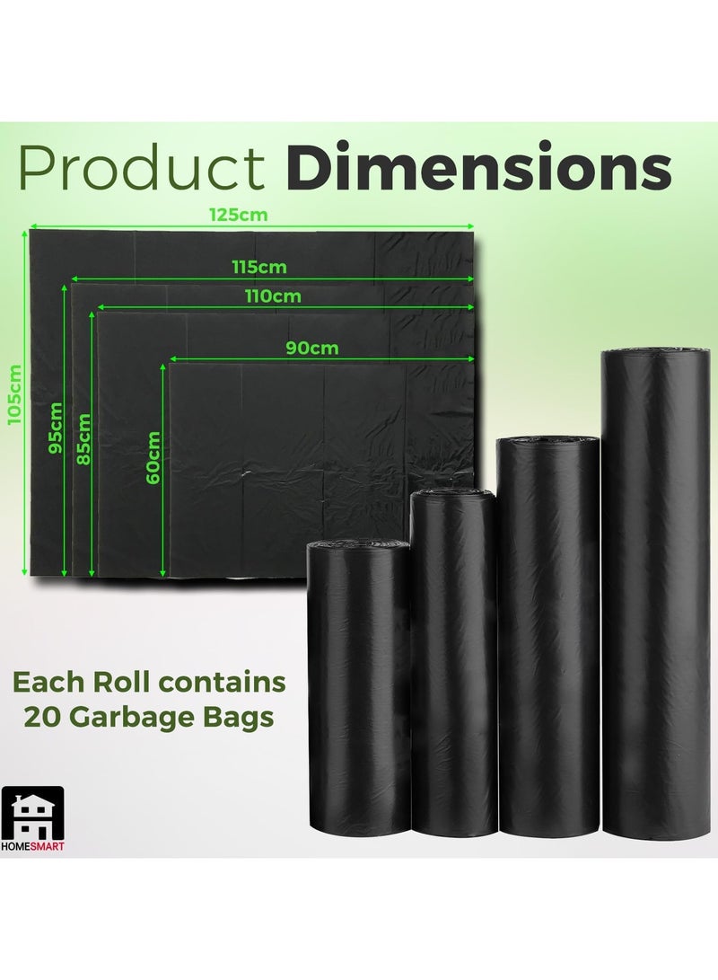 Home Smart Heavy Duty Roll Garbage Plastic Bags Pack of 20 Pcs + 20 Pcs Free Black Color Good for Kitchen Home Garden and Outdoor Activity (105 x 125 cm) Pack - Image 3