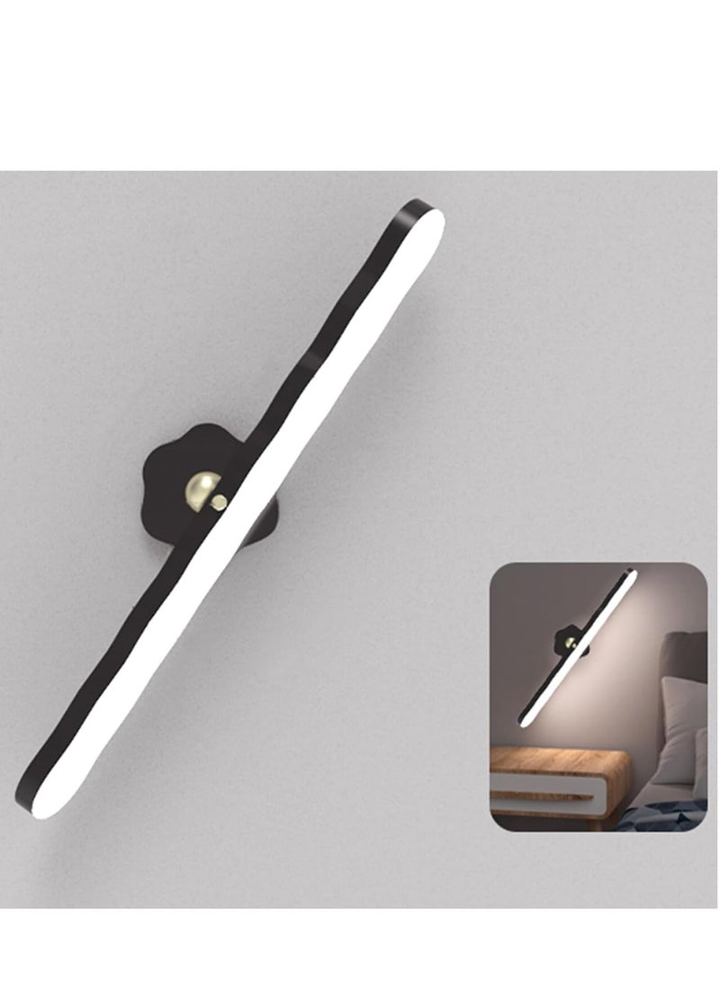 LED Wood Wall Lamp, 360° Rotatable Magnetic Battery Operated Wireless USB Rechargeable LED Night Light with Touch Control Switch Reading Makeup Household Lighting - Image 1