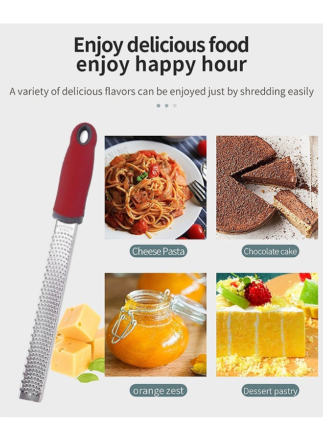 Photon Lemon Zester, Cheese Grater, 304 Premium Stainless Steel zester grater set - For Parmesan Cheese Citrus Lemon Lime Ginger Garlic etc (red) - Image 5