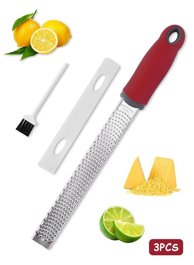 Photon Lemon Zester, Cheese Grater, 304 Premium Stainless Steel zester grater set - For Parmesan Cheese Citrus Lemon Lime Ginger Garlic etc (red) - Image 1