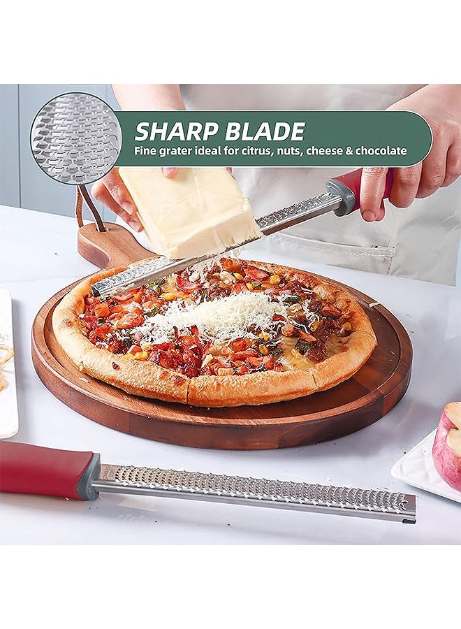 Photon Lemon Zester, Cheese Grater, 304 Premium Stainless Steel zester grater set - For Parmesan Cheese Citrus Lemon Lime Ginger Garlic etc (red) - Image 4