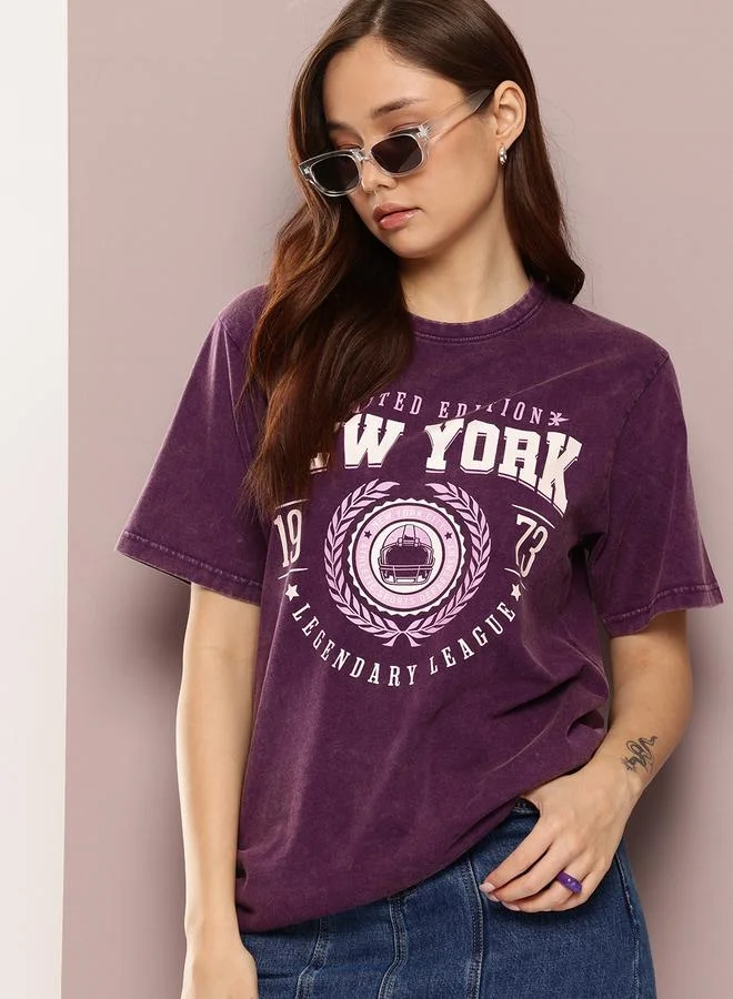 Dillinger Women Acid Washed Oversized T-Shirt