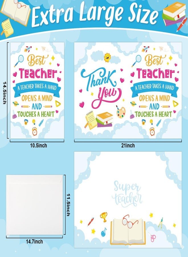 Hinsly Large Happy Teacher's Day Greeting Card with Envelope 22 x 14 Inch, Huge Card Good Luck Gift Office for Teacher, Giant Jumbo Guest Book, Signature Happy Teacher Party Supplies - Image 4