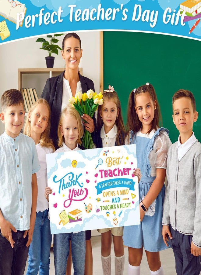 Hinsly Large Happy Teacher's Day Greeting Card with Envelope 22 x 14 Inch, Huge Card Good Luck Gift Office for Teacher, Giant Jumbo Guest Book, Signature Happy Teacher Party Supplies - Image 3