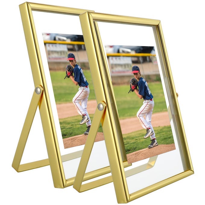 GOLD FLOATING FRAME 4X6 VERTICAL 2 SET FOR PICTURE 35X5 2X3 1X2 SMALL DESKTOP PHOTO FRAMES CLASSY GIFT FOR CHILDRENS DAY BIRTHDAY OR WEDDING