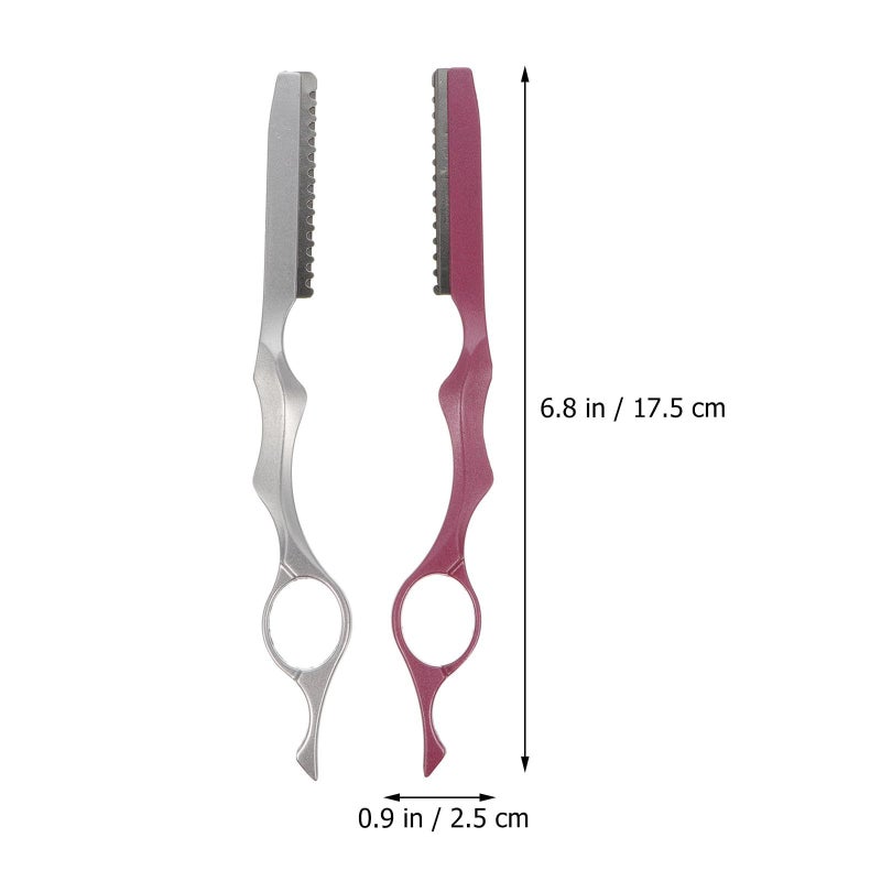 Professional Hair Layering Razor Set with Pink and Silver Handles 2pcs - Image 3