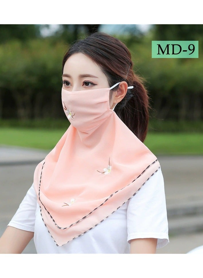Goolsky Summer Embroidered Sun Protection Face Veil Breathable Thin Neck Gaiter Scarf Mask for Women  - Image 1