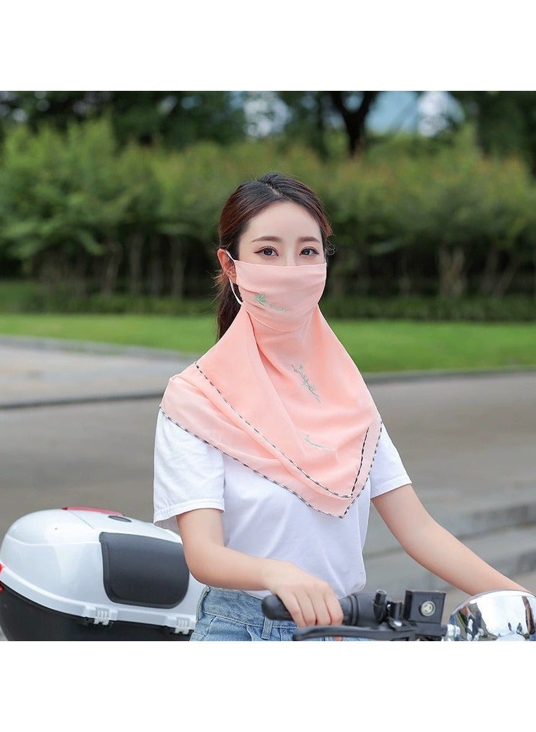 Goolsky Summer Embroidered Sun Protection Face Veil Breathable Thin Neck Gaiter Scarf Mask for Women  - Image 2