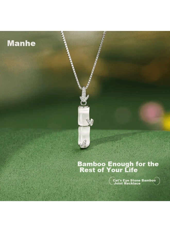 Manhe S925 Silver Bamboo Joint Necklace For Women, New Style Pendant Collarbone Chain elry, Birthday Gift For Wife Or Girlfriend - Image 5