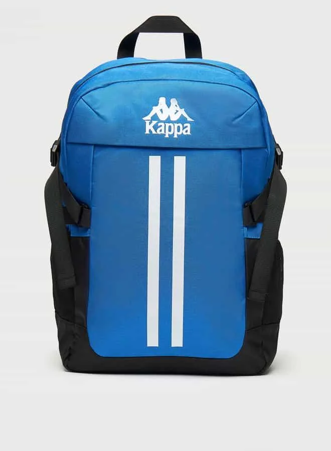 Kappa Logo Print Backpack with Adjustable Straps and Zip Closure