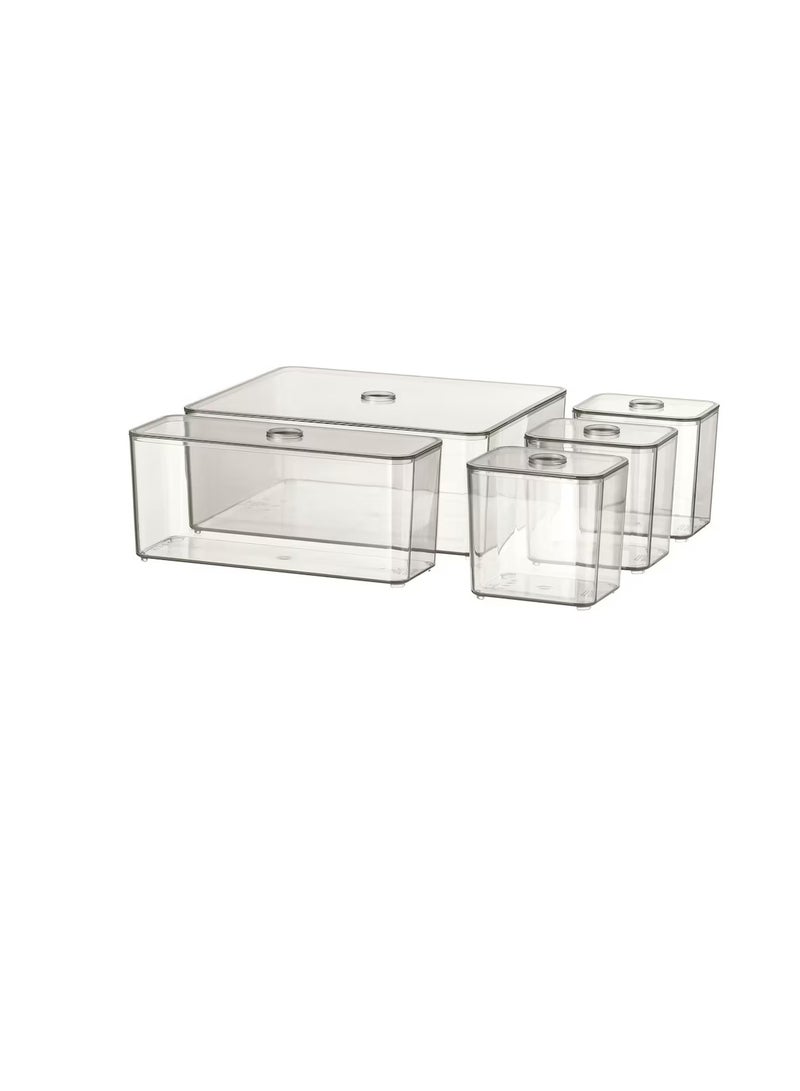 Box with lid, set of 5, smoked24x20x10 cm - Image 2