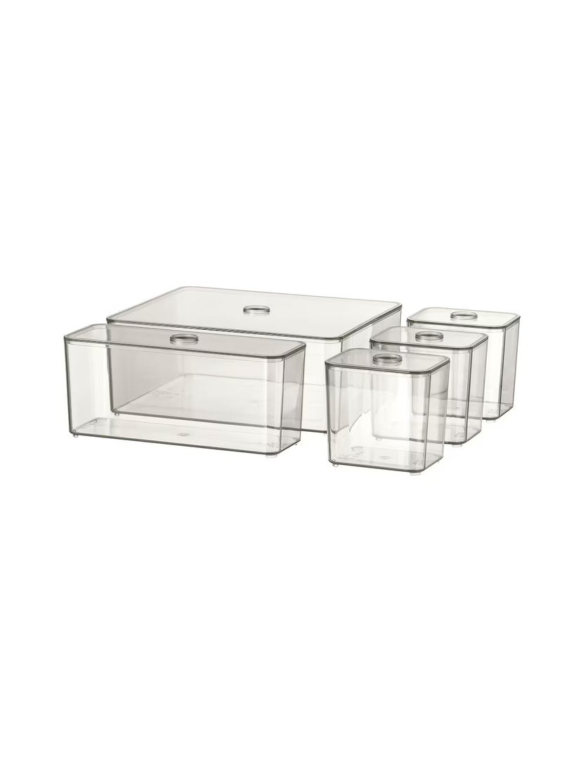Box with lid, set of 5, smoked24x20x10 cm - Image 1