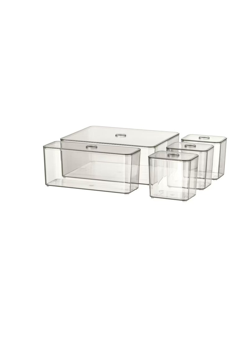 Box with lid, set of 5, smoked24x20x10 cm - Image 3