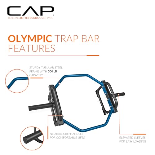 CAP Barbell Olympic Trap Bar, Hex Bar, Shrug Bar, Deadlift Bar, Blue , 50 inches - Image 3