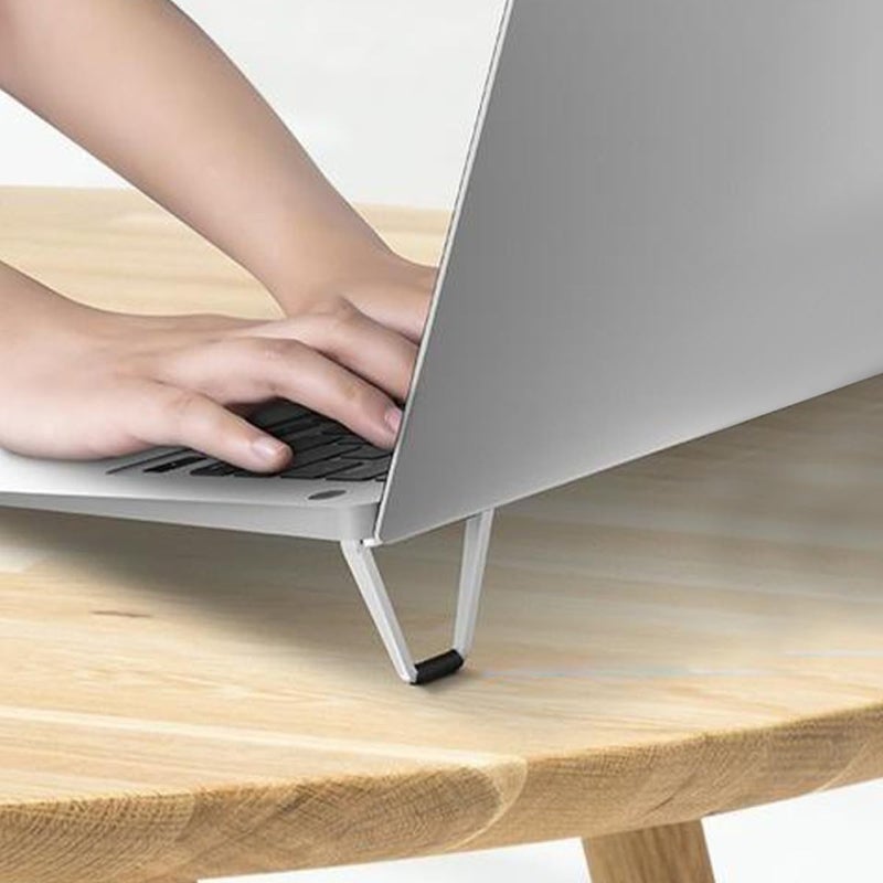 FUOYLOO 4 Pcs Aluminum Laptop Stand Mini Portable Notebook Keyboard Riser with Self-Adhesive Feet for Desk, Computer Riser Compatible with Laptops and Tablets, Lightweight Cooling Support - Image 5