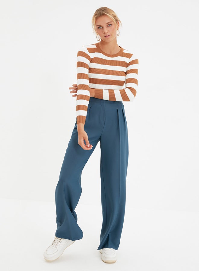 trendyol Petrol Wide Leg High Waist Woven Fabric Trousers - Image 4