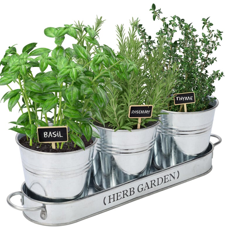 PERFNIQUE PERFNIQUE Indoor Herb Garden Herb Planter for IndoorOutdoor Farmhouse Plant Pots Windowsill Herb Garden with TrayPlanter only Window Pots 