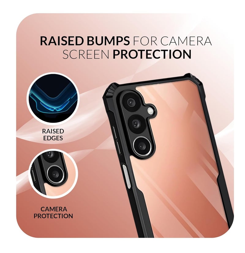 ShieldTech Back Cover Case + Screen Protector for Samsung Galaxy F36 5G | Transparent Black | TPU & PC Anti Yellow Mobile Phone Case Cover for Samsung Galaxy F 36 / F36 5G | 360 Degree Protection - Image 3