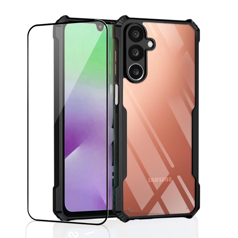 ShieldTech Back Cover Case + Screen Protector for Samsung Galaxy F36 5G | Transparent Black | TPU & PC Anti Yellow Mobile Phone Case Cover for Samsung Galaxy F 36 / F36 5G | 360 Degree Protection - Image 1