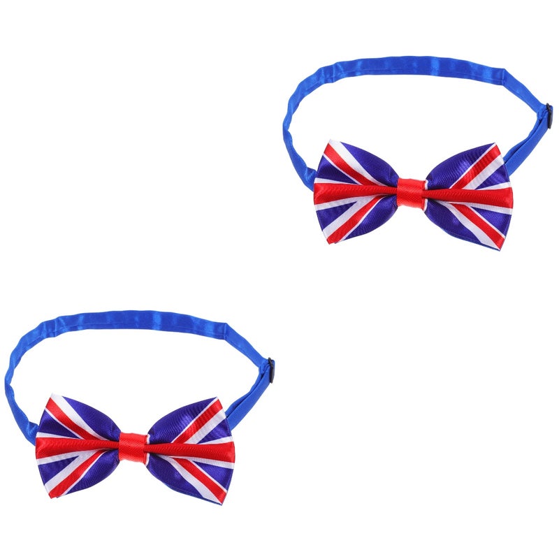 2pcs Novelty Bowtie Men UK Flag Big Tie Patriotic Bowknot Women Neckwear (UK) - Image 5