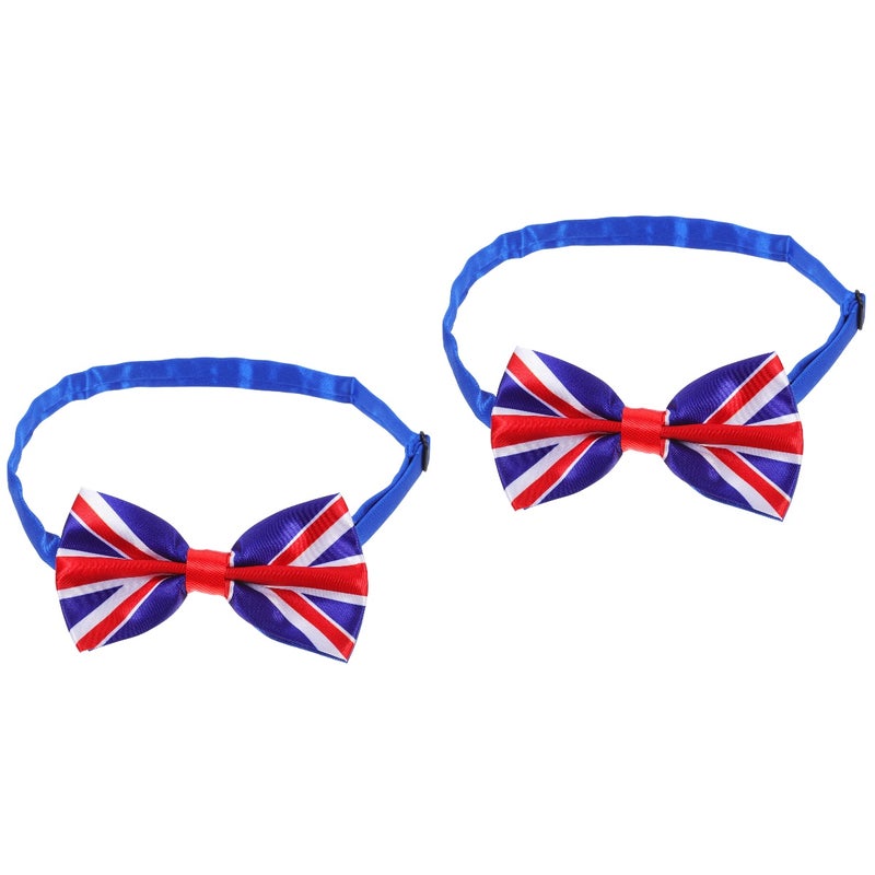 2pcs Novelty Bowtie Men UK Flag Big Tie Patriotic Bowknot Women Neckwear (UK) - Image 4
