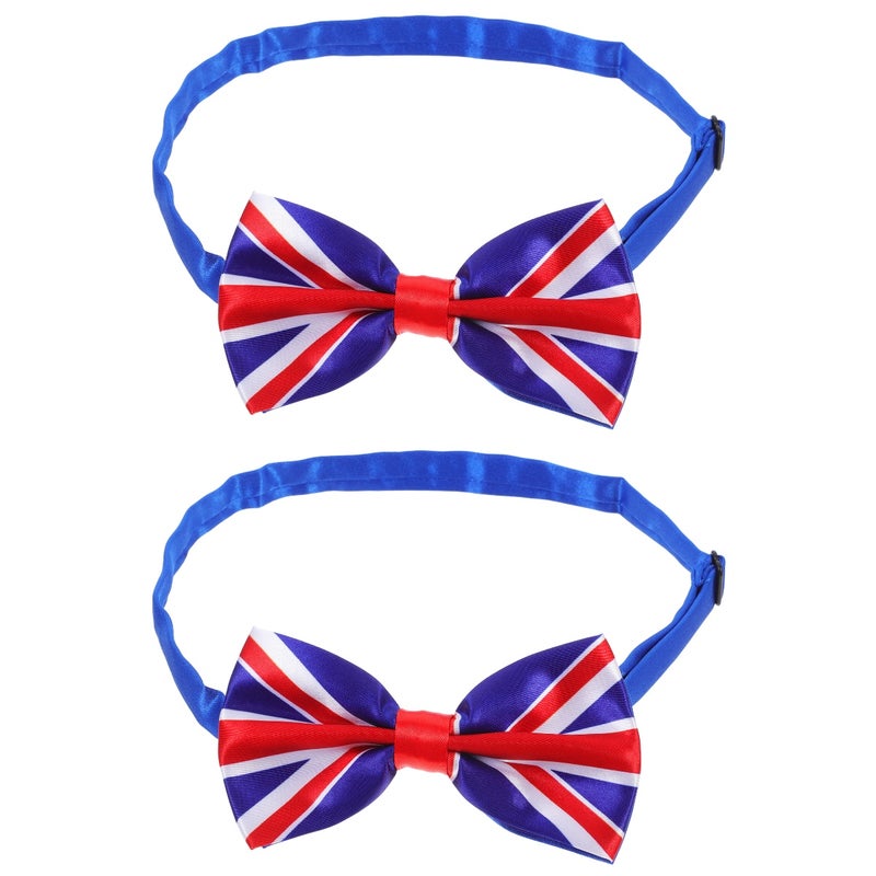 2pcs Novelty Bowtie Men UK Flag Big Tie Patriotic Bowknot Women Neckwear (UK) - Image 3