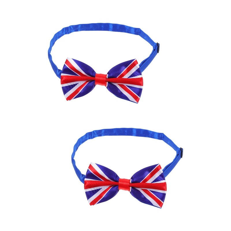 2pcs Novelty Bowtie Men UK Flag Big Tie Patriotic Bowknot Women Neckwear (UK) - Image 1