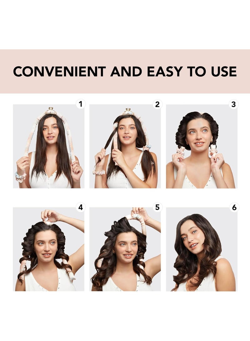 كيتش مجموعة ساتين هيتلس لتجعيد الشعر من كيتش - أسطوانات لتجعيد الشعر بدون حرارة وأسطوانات لف الشعر| أسطوانات لتجعيد الشعر أثناء النوم | شريط الرأس لتجعيد الشعر بدون حرارة، لون صن سيت تاي داي (سيمون) - Image 5