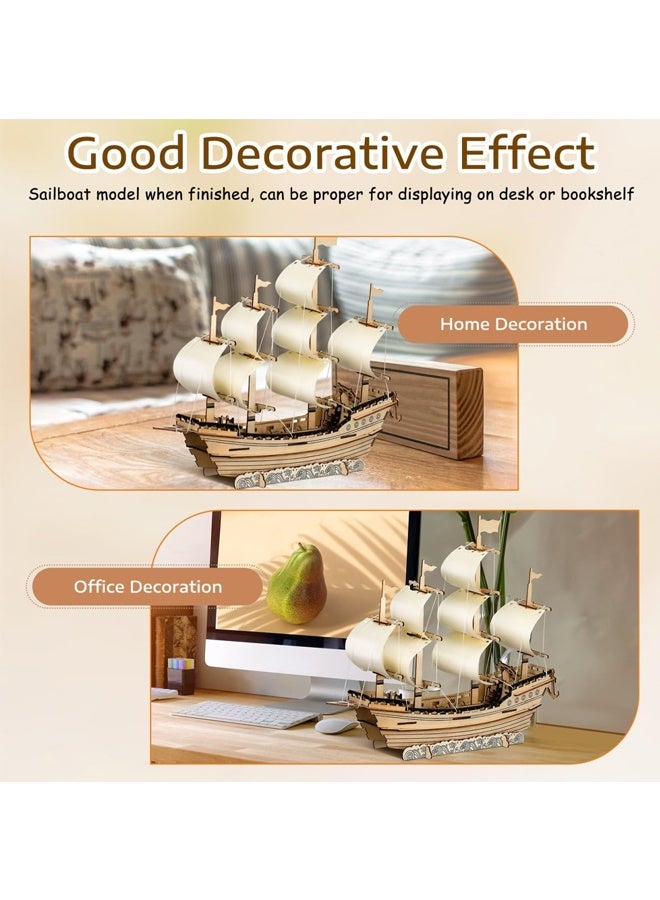 3D اللغز الخشبي القارب الشراعي نموذج مجموعة للبالغين ، DIY سفينة سلالة مينغ ، جمعية الخشب المصنوعة يدوياً - Image 4