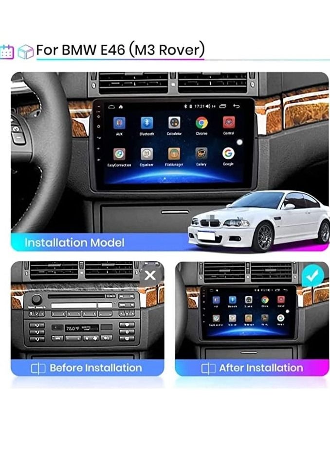 Android Screen For BMW E46 1998 To 2006 4GB RAM Octa-Core processor Carplay Android Auto Wireless built In DSP GPS AHD Reversing Camera Included QLED