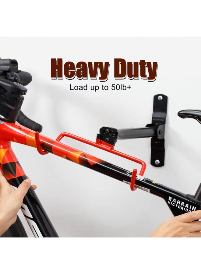 PHUNAYA PHUNAYA Wall Mount Bike Rack,Bike Hanger Horizontal,Bicycle Holder Heavy Duty,Garage Bike Storage,Garage Organization Bicycle Hook with Rubber,Foldable and Adjustable Angle(2 pack) - Image 3