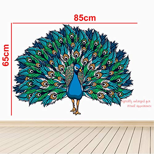StickMe 'Beautiful - Peacock - King Of Birds - Nature - Creative - Colorful Wall Reusable Self-Adhesive Sticker ' -Sm607 (Multi Colour, Vinyl - 85Cm X 65 Cm) - Image 4