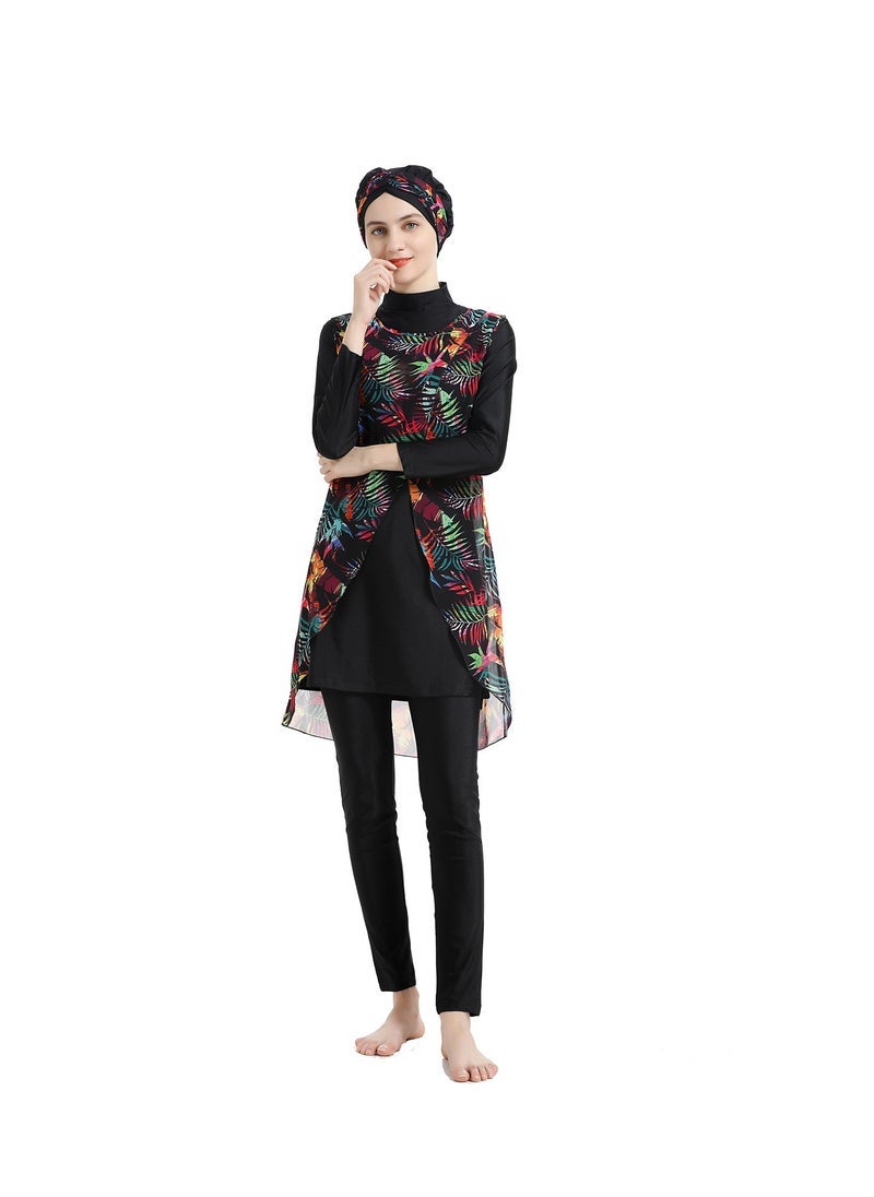 NADANBAO Muslim Swim Suit Middle East Swimwear Print Sun Protection Four Piece Detachable - Image 1