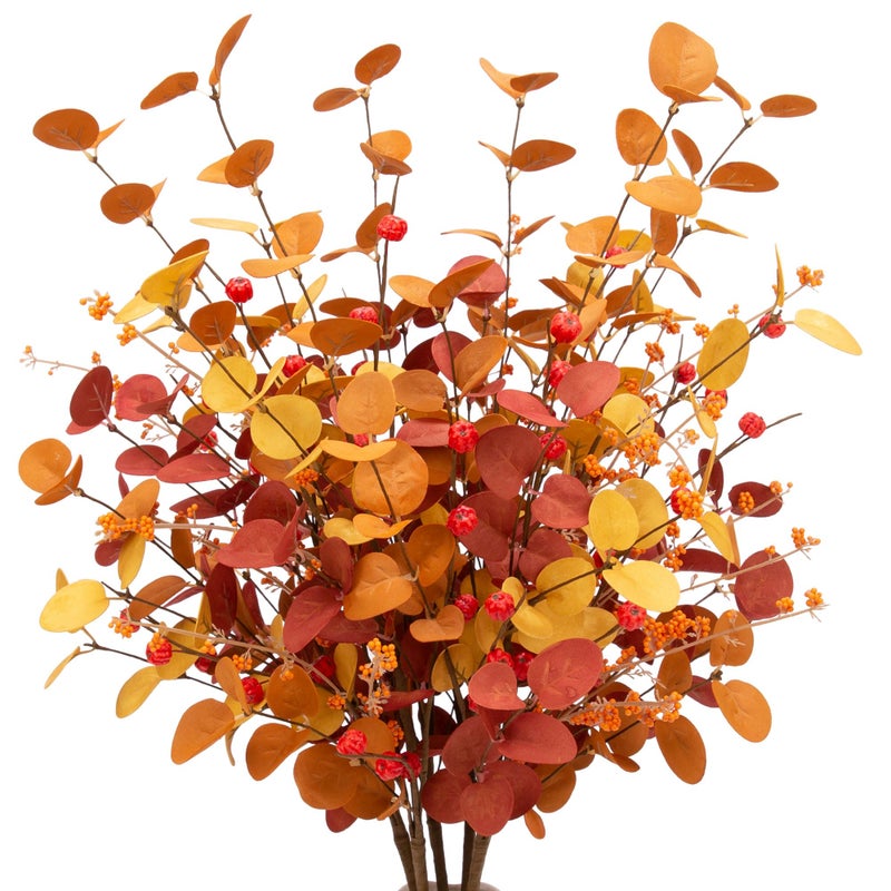 VGIA 6 Pcs Aritificial Eucalyptus Stems Fall Decorations Leaves Spray Autumn Decorations with Fall Flowers Branches and Fall Plants for Fall Floral Arrangements