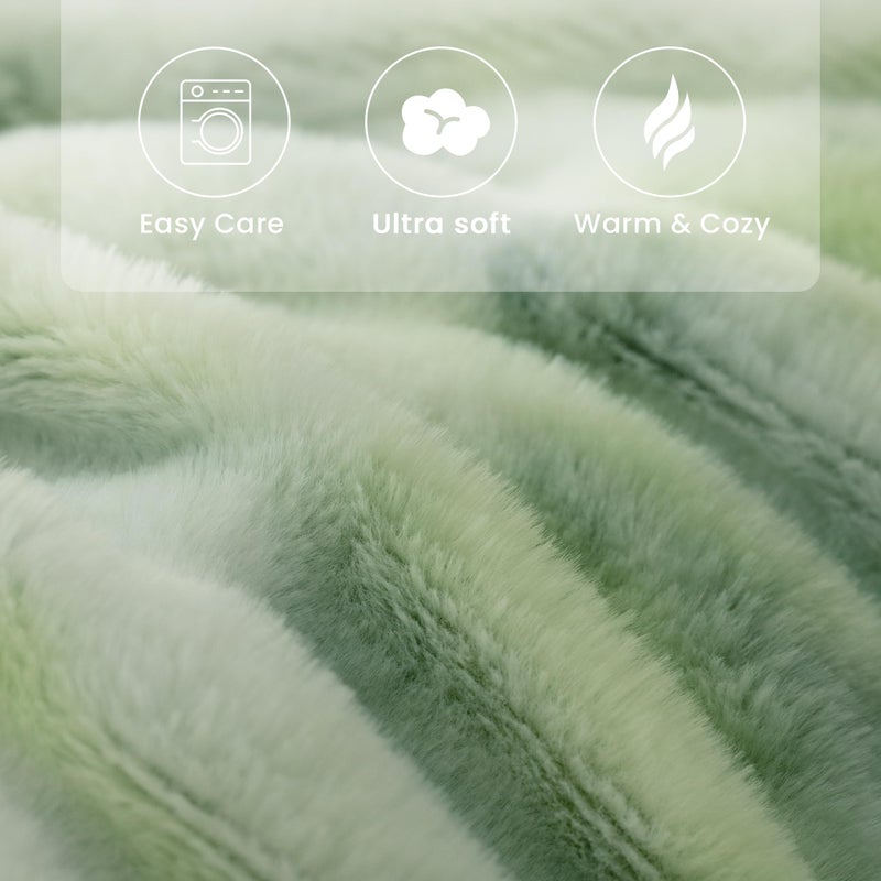 blunique Faux Fur Blanket Extra Soft  Luxury Dual-Sided Faux Fur Throw Blanket  Flannel and Faux Fur Blend  Luxury Furry Throw Blanket for Couch Sage 50x60 Inches - Image 2