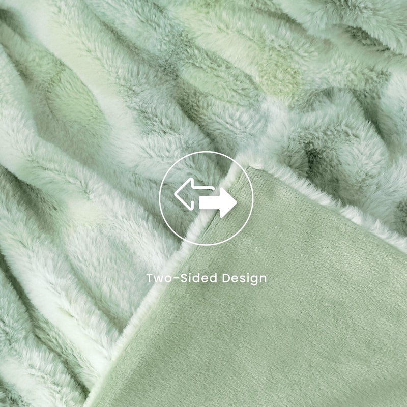 blunique Faux Fur Blanket Extra Soft  Luxury Dual-Sided Faux Fur Throw Blanket  Flannel and Faux Fur Blend  Luxury Furry Throw Blanket for Couch Sage 50x60 Inches - Image 4