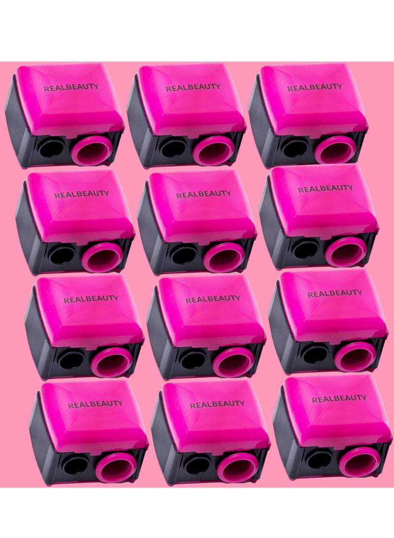 REAL BEAUTY 12 Pieces Real Beauty Sharpener For Girls New Shape Dual Use Can Be Used For Highlights And Limiters - Image 1