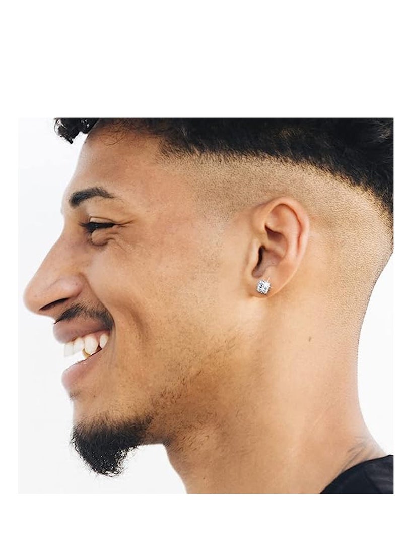 سنسيب مجموعة من 5 أزواج من الأقراط المرصعة، أقراط مكعبة الزركونيوم 316L مضادة للحساسية من الفولاذ المقاوم للصدأ أقراط CZ 3-8 مم (لون فولاذي) - Image 5