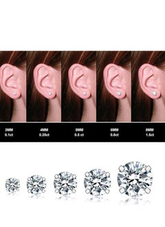 SYNSYB 5 Paris Stud Earrings Set, Hypoallergenic Cubic Zirconia 316L Earrings Stainless Steel CZ Earrings 3-8mm (Steel color)  - Image 2