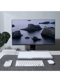 Loukin Glass Desktop Whiteboard, 15.3" X 5.6" Desktop Dry Erase Board With Dotted And Graduated Surface, Desktop Buddy, Great For Design And Drawing, 3 Markers And 1 Dry Erase Eraser Included (Grey)  - Image 1