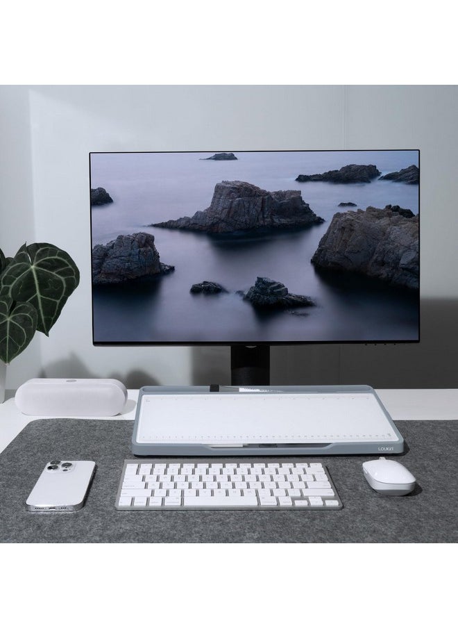 Loukin - Glass Desktop Whiteboard, 15.3" X 5.6" Desktop Dry Erase Board With Dotted And Graduated Surface, Desktop Buddy, Great For Design And Drawing, 3 Markers And 1 Dry Erase Eraser Included (Grey) - Image 1