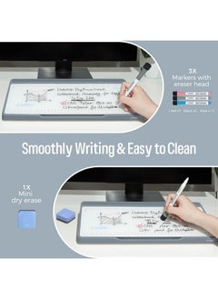 Loukin Glass Desktop Whiteboard, 15.3" X 5.6" Desktop Dry Erase Board With Dotted And Graduated Surface, Desktop Buddy, Great For Design And Drawing, 3 Markers And 1 Dry Erase Eraser Included (Grey)  - Image 2