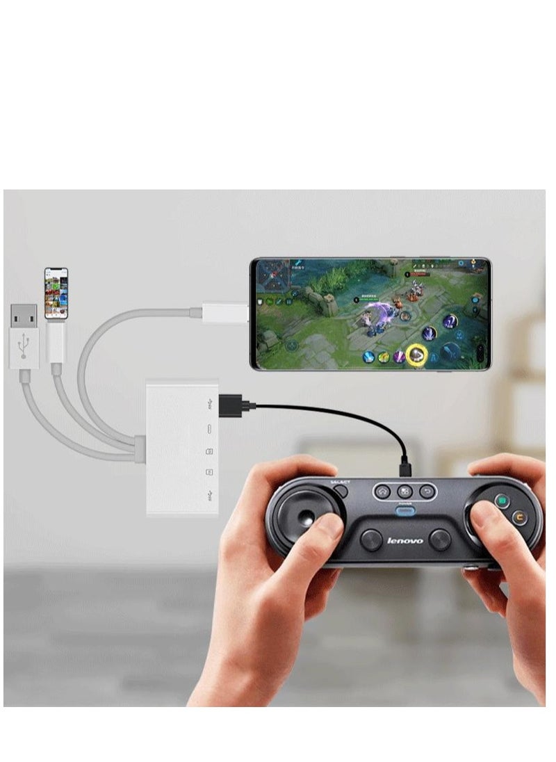5-in-1 SD Card Reader – Lightning, USB-C & USB-A Multiport Adapter for iPhone, iPad, Android, Laptop – Dual Card Slots, OTG Plug & Play, Charging Port, Boxed
