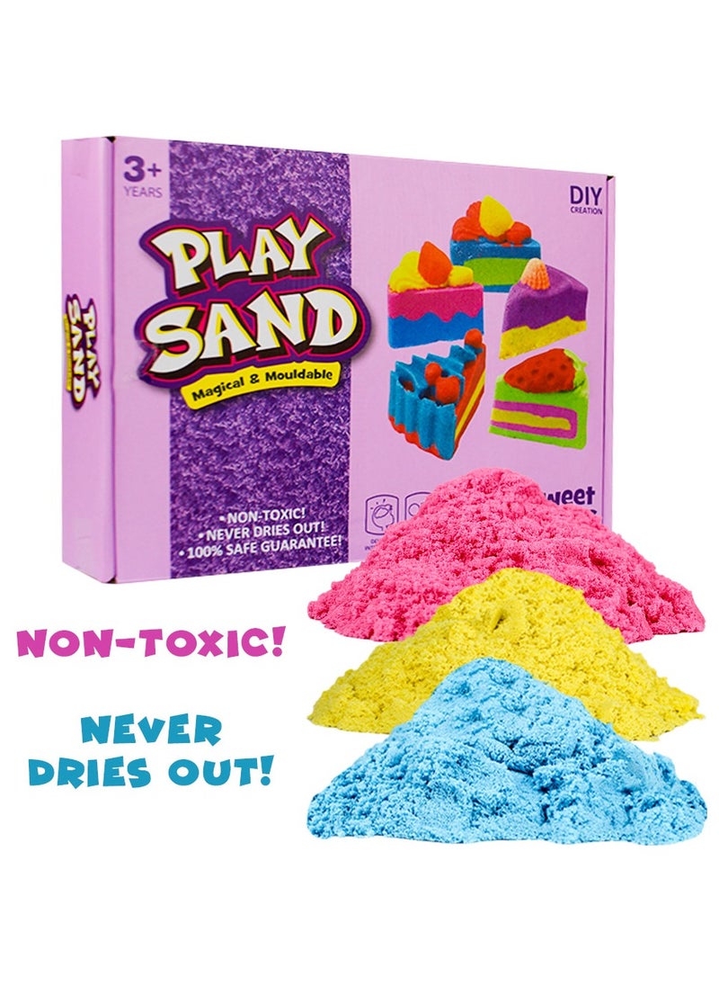 UKR UKR Moldable Sensory Play Sand Set – Sweet Treats Sand Art Kit for Kids Age 3+, Non-Toxic Molding Sand, Creative Craft Play with Molds & Tools, Safe Sensory Development Toy for Toddlers, Fun Sand Cars Activity  - Image 4