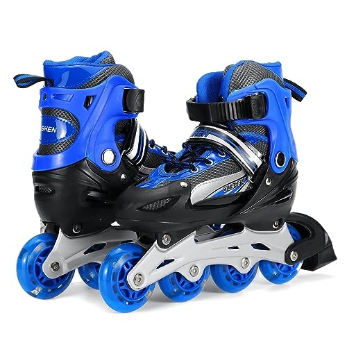 SELLMONK Inline Skates Size Adjustable All Pure PU Strong Wheels Aluminium with LED Flash Light on Wheels, Skating Boy Age Group 6-15 Years (Black) - Image 2